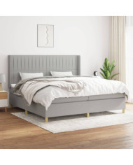 Sommier à lattes de lit avec matelas Gris clair 200x200cm Tissu | Mobilier & Déco