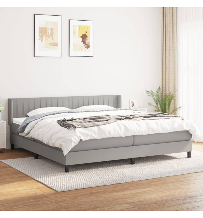 Sommier à lattes de lit avec matelas Gris clair 200x200cm Tissu | Mobilier & Déco