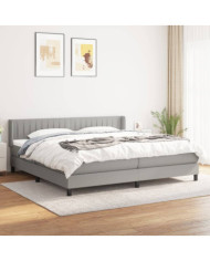 Sommier à lattes de lit avec matelas Gris clair 200x200cm Tissu | Mobilier & Déco