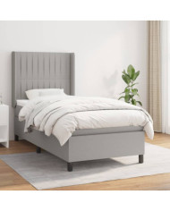 Sommier à lattes de lit avec matelas Gris clair 100x200cm Tissu | Mobilier & Déco