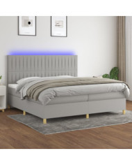 Sommier à lattes de lit matelas et LED Gris clair 200x200 cm | Mobilier & Déco