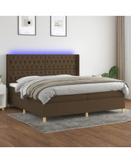 Sommier à lattes de lit matelas et LED Marron foncé 200x200 cm | Mobilier & Déco