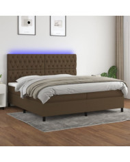 Sommier à lattes de lit matelas et LED Marron foncé 200x200 cm | Mobilier & Déco