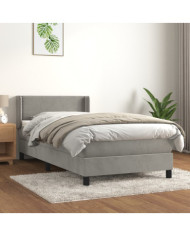Sommier à lattes de lit et matelas Gris clair 90x200 cm Velours | Mobilier & Déco
