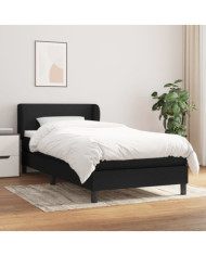 Sommier à lattes de lit avec matelas Noir 100x200 cm Tissu | Mobilier & Déco