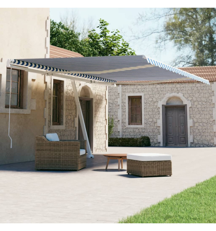 Auvent automatique sur pied 600x300 cm Bleu/Blanc | Mobilier & Déco