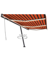 Auvent manuel rétractable avec LED 600x300 cm Orange et marron | Mobilier & Déco