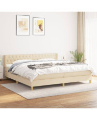 Sommier à lattes de lit avec matelas Crème 160x200 cm Tissu | Mobilier & Déco