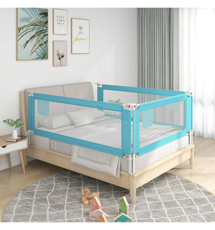 Barrière de sécurité de lit d'enfant Bleu 200x25 cm Tissu | Mobilier & Déco