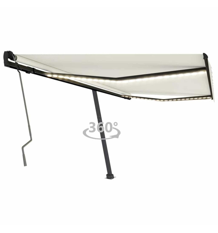 Auvent manuel rétractable avec LED 450x300 cm Crème | Mobilier & Déco