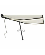 Auvent manuel rétractable avec LED 450x300 cm Crème | Mobilier & Déco