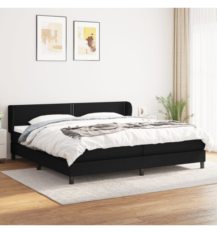 Sommier à lattes de lit avec matelas Noir 200x200 cm Tissu | Mobilier & Déco