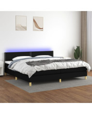 Sommier à lattes de lit et matelas et LED Noir 200x200 cm Tissu | Mobilier & Déco