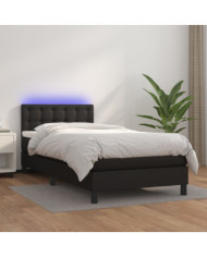 Sommier à lattes de lit avec matelas et LED Noir 80x200 cm | Mobilier & Déco
