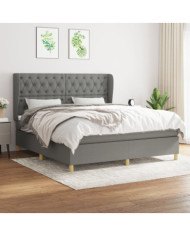 Sommier à lattes de lit avec matelas Gris foncé 160x200cm Tissu | Mobilier & Déco