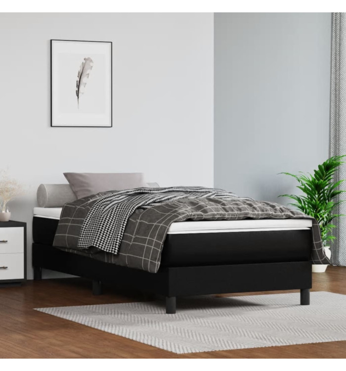 Sommier à lattes de lit avec matelas Noir 80x200cm Similicuir | Mobilier & Déco
