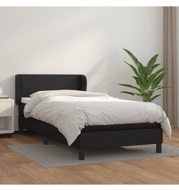 Sommier à lattes de lit avec matelas Noir 80x200cm Similicuir | Mobilier & Déco