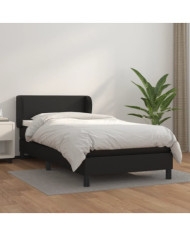 Sommier à lattes de lit avec matelas Noir 80x200cm Similicuir | Mobilier & Déco