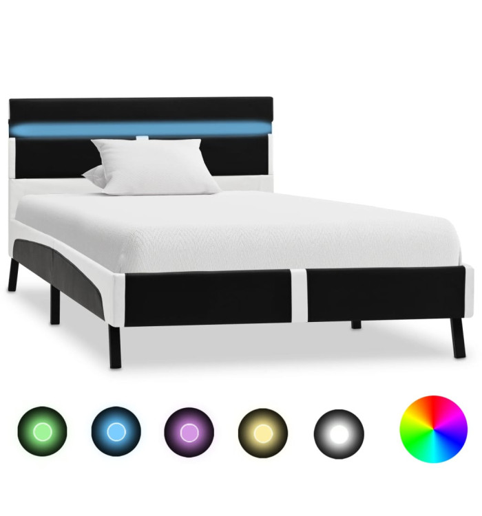 Cadre de lit avec LED sans matelas noir similicuir 90x200 cm | Mobilier & Déco