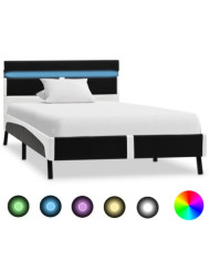 Cadre de lit avec LED sans matelas noir similicuir 90x200 cm | Mobilier & Déco