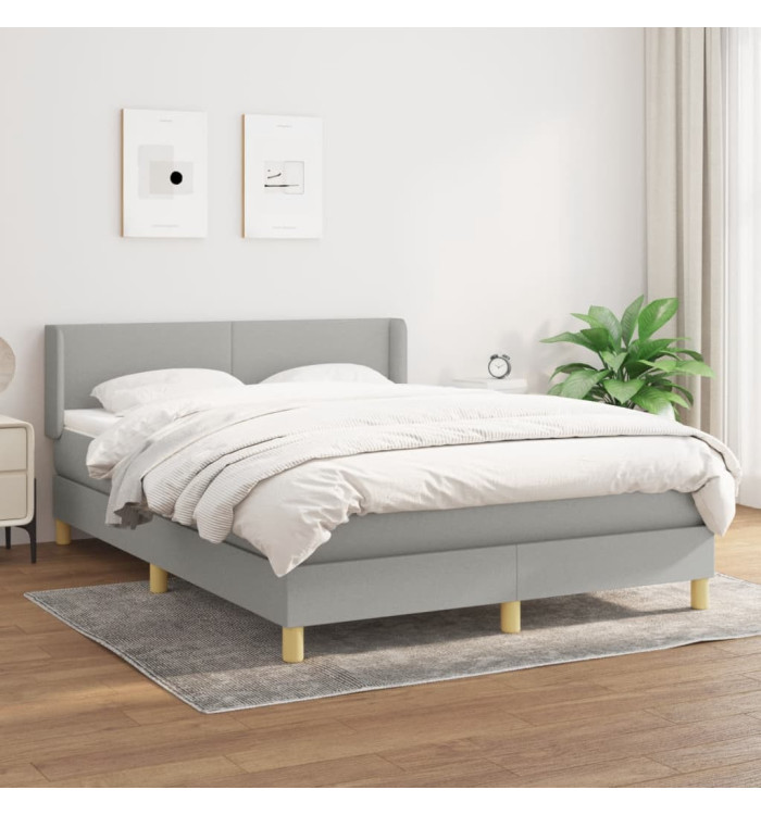 Sommier à lattes de lit avec matelas Gris clair 140x200cm Tissu | Mobilier & Déco
