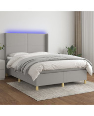 Sommier à lattes de lit matelas LED Gris clair 140x200 cm Tissu | Mobilier & Déco