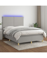 Sommier à lattes de lit et matelas et LED Gris clair 140x200 cm | Mobilier & Déco