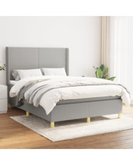 Sommier à lattes de lit avec matelas Gris clair 140x190cm Tissu | Mobilier & Déco