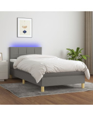 Sommier à lattes de lit et matelas et LED Gris foncé 100x200 cm | Mobilier & Déco