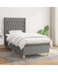 Sommier à lattes de lit avec matelas Gris foncé 100x200cm Tissu | Mobilier & Déco