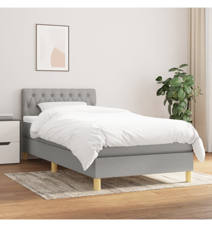 Sommier à lattes de lit avec matelas Gris clair 80x200 cm Tissu | Mobilier & Déco