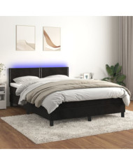 Sommier à lattes de lit avec matelas LED Noir 140x190cm Velours | Mobilier & Déco