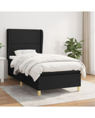 Sommier à lattes de lit avec matelas Noir 90x190 cm Tissu | Mobilier & Déco
