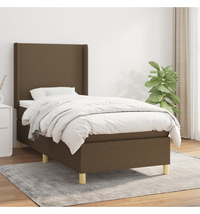 Sommier à lattes de lit avec matelas Marron foncé 100x200 cm | Mobilier & Déco