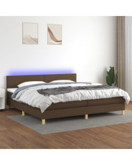 Sommier à lattes de lit matelas et LED Marron foncé 200x200 cm | Mobilier & Déco