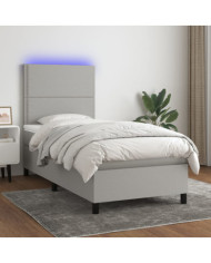 Sommier à lattes de lit avec matelas et LED Gris clair 90x190cm | Mobilier & Déco