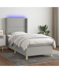 Sommier à lattes de lit matelas LED Gris clair 90x190cm Tissu | Mobilier & Déco
