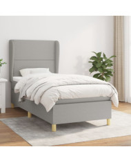 Sommier à lattes de lit avec matelas Gris clair 90x200 cm Tissu | Mobilier & Déco