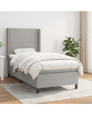 Sommier à lattes de lit avec matelas Gris clair 90x200 cm Tissu | Mobilier & Déco
