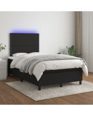 Sommier à lattes de lit et matelas et LED Noir 120x200 cm Tissu | Mobilier & Déco