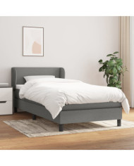 Sommier à lattes de lit avec matelas Gris foncé 90x200 cm Tissu | Mobilier & Déco