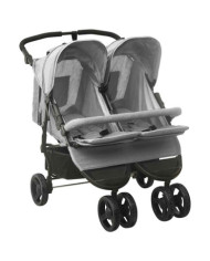 Poussette à deux places Gris clair Acier | Mobilier & Déco