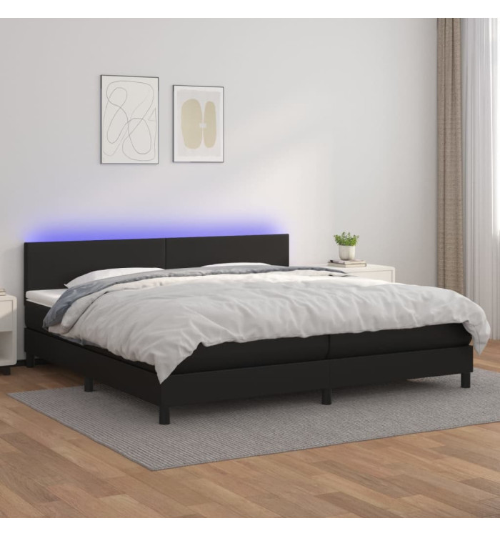 Sommier à lattes de lit avec matelas et LED Noir 200x200 cm | Mobilier & Déco