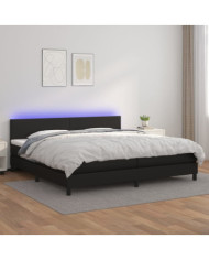 Sommier à lattes de lit avec matelas et LED Noir 200x200 cm | Mobilier & Déco