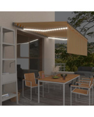Auvent automatique store capteur de vent LED 4,5x3m Jaune blanc | Mobilier & Déco