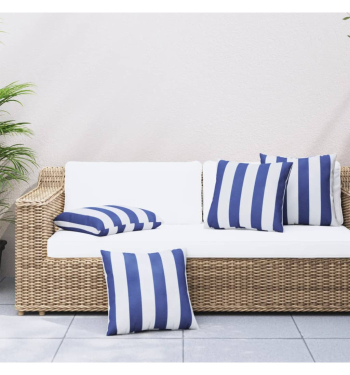 Coussins décoratifs lot de 4 Rayures bleues et blanches 50x50cm | Mobilier & Déco