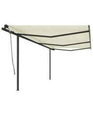 Auvent manuel rétractable avec poteaux 6x3 m Crème | Mobilier & Déco