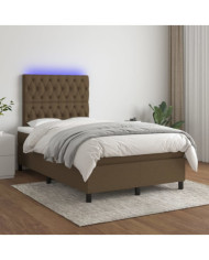 Sommier à lattes de lit matelas et LED Marron foncé 120x200 cm | Mobilier & Déco