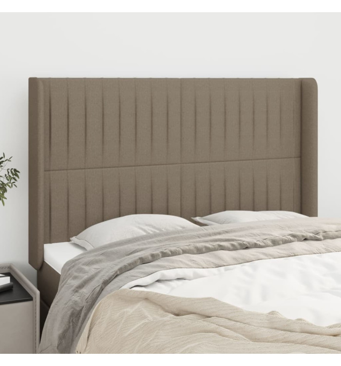 Tête de lit avec oreilles Taupe 147x16x118/128 cm Tissu | Mobilier & Déco