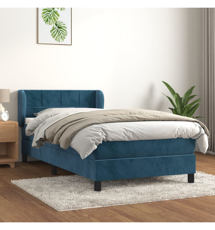 Sommier à lattes de lit avec matelas Bleu foncé 90x190 cm | Mobilier & Déco